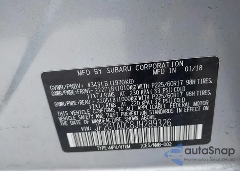 2018 Subaru Crosstrek 2.0I Premium из США, поврежденный, VIN JF2GTADC8JH289326